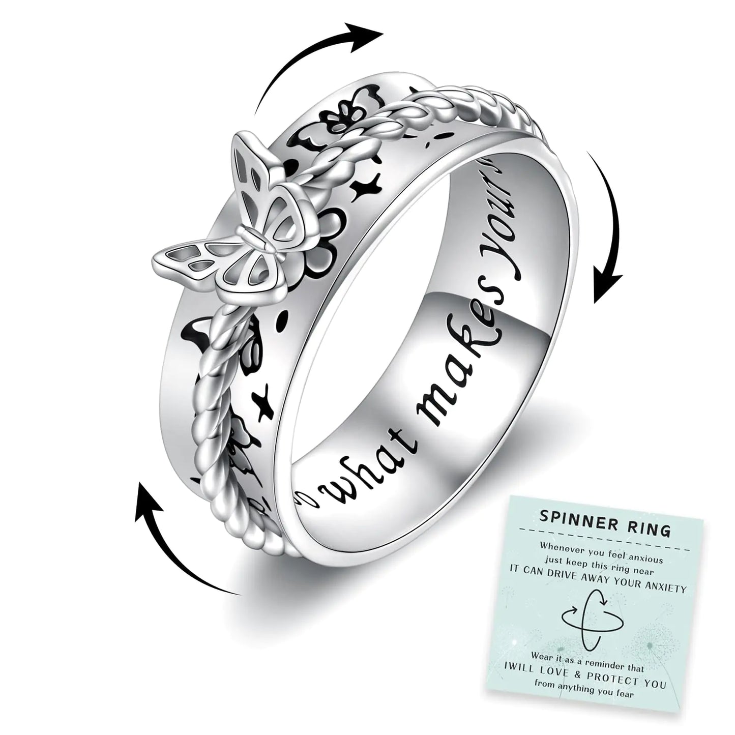 Butterfly Spinner Ring – Sterling Silver Anti-Anxiety Fidget Ring