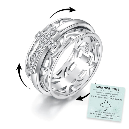 Leaf Spinner Ring – Sterling Silver Fidget Ring for Calm & Focus