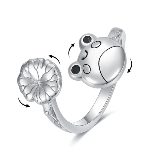 Frog Anxiety Spinner Ring – Sterling Silver Fidget Relief