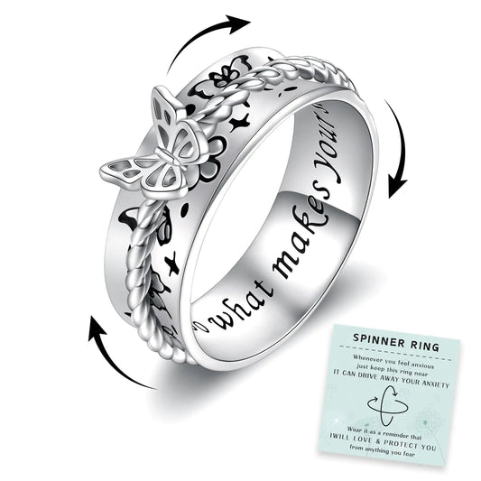 Butterfly Spinner Ring – Sterling Silver Anti-Anxiety Fidget Ring